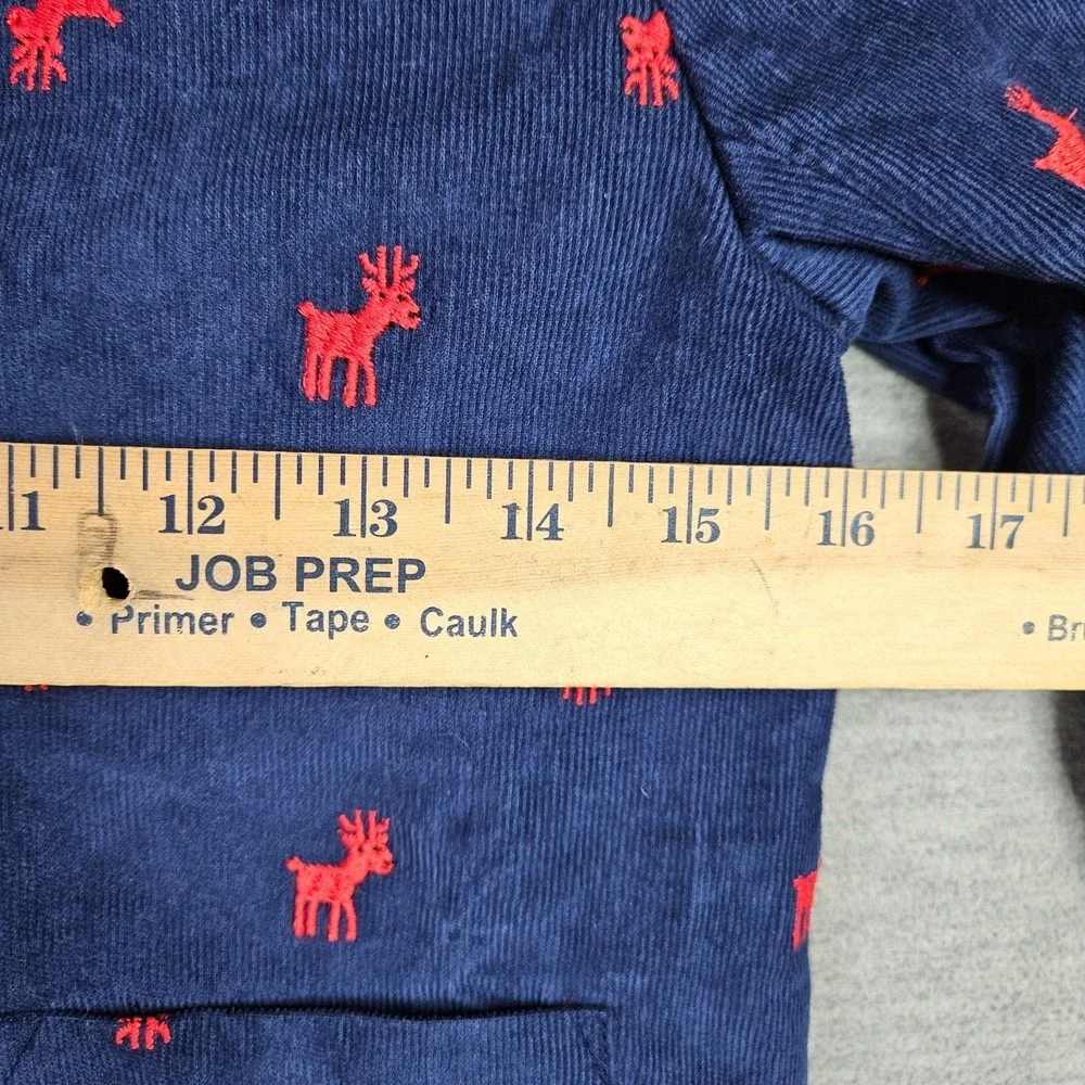 Hanna Andersson Unisex Kids Blue Red Moose Corduroy Blazer Sz US 8 / 130 cm